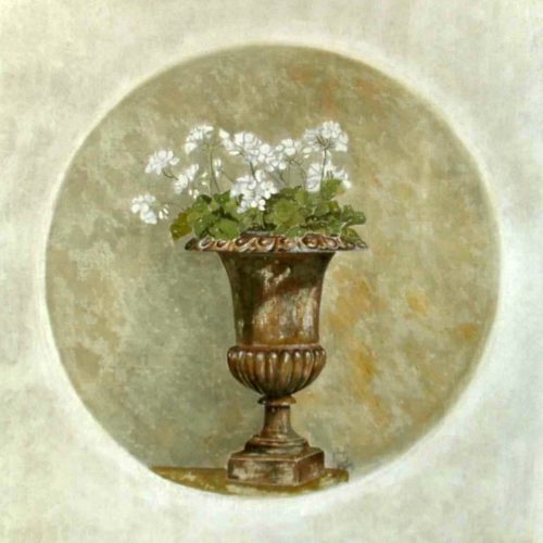 Vase et géraniums 50x50cm