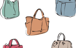 5 fashionable stylish sketch style woman hand bags