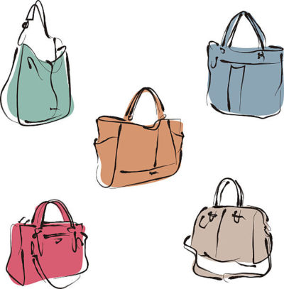 5 fashionable stylish sketch style woman hand bags